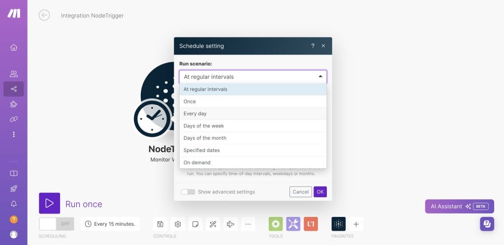 Create a simple Webpage Monitoring System with Make.com and Nodetrigger