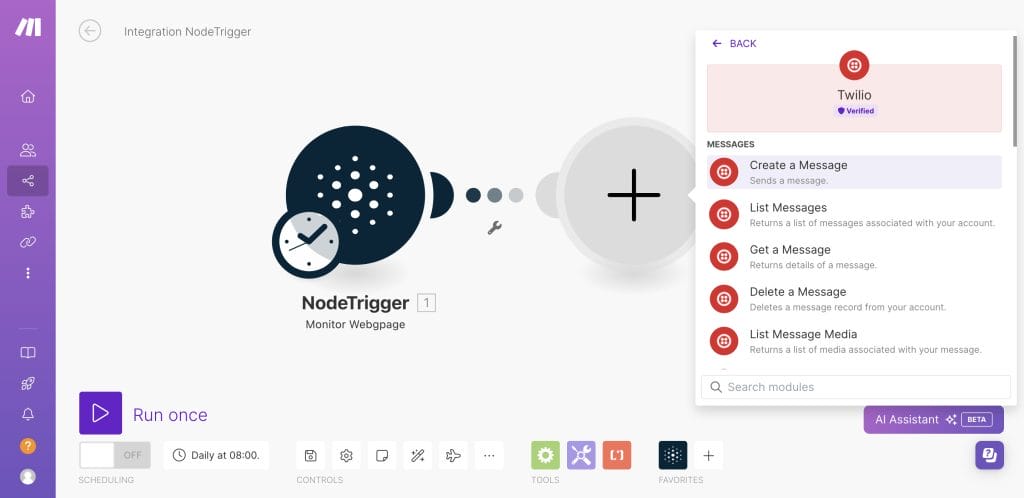 Create a simple Webpage Monitoring System with Make.com and Nodetrigger